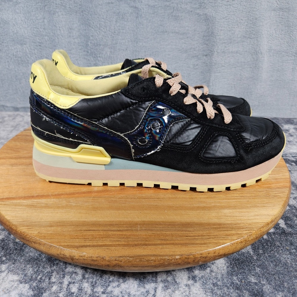 Saucony Shadow Original Women US 8 Black Yellow Retro Lifestyle Sneaker S60591-1